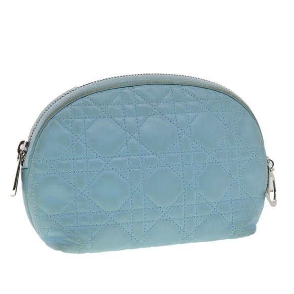 Dior Handbags - AUTHENTIC Christian Dior Lady Dior Canage Pouch Lamb Skin Blue